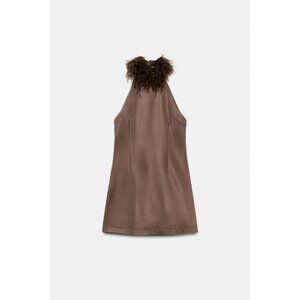 ZARA FEATHER HALTER DRESS